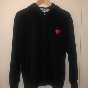 Comme des Garçons PLAY Signature Logo Zip-Front Hoodie Black